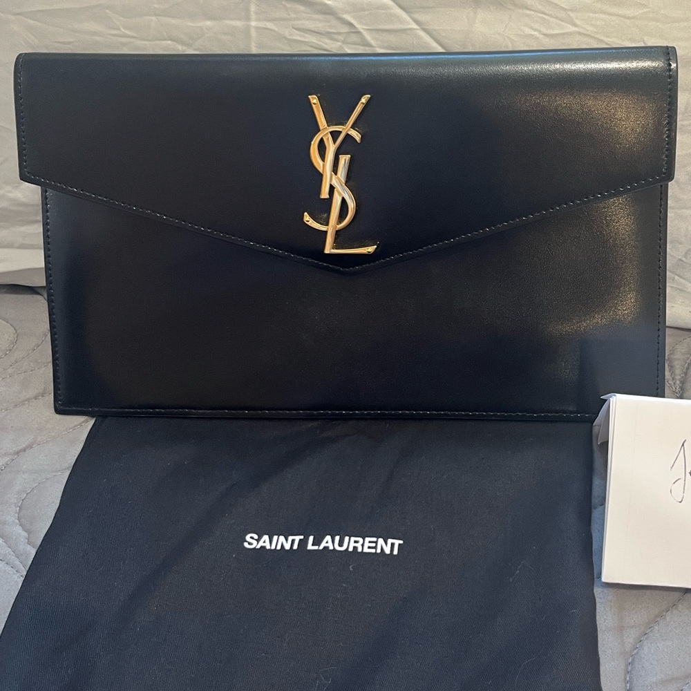 YSL Uptown Pouch/Clutch in Black 100% Authentic